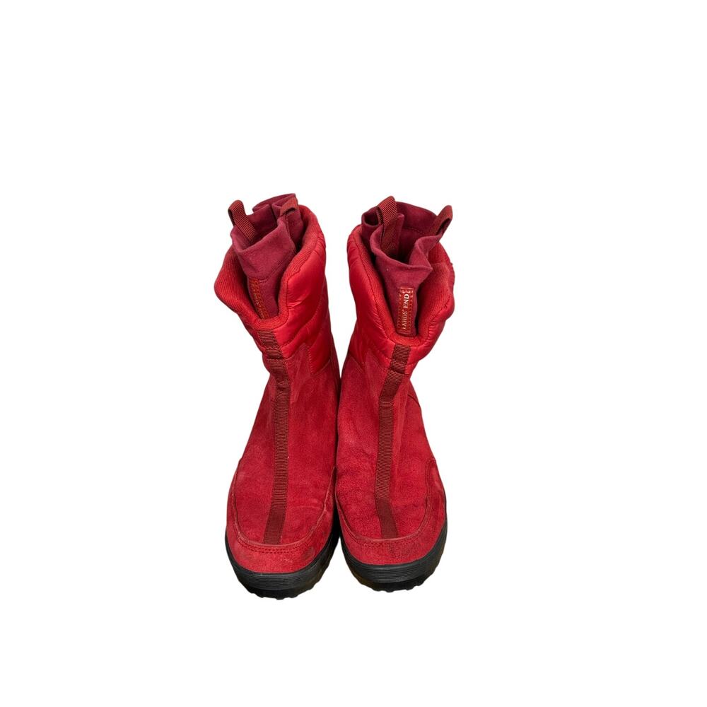 Lands End Women's Red Suede Quilted Puffer Winter Snow Boots Womens Size 7.5